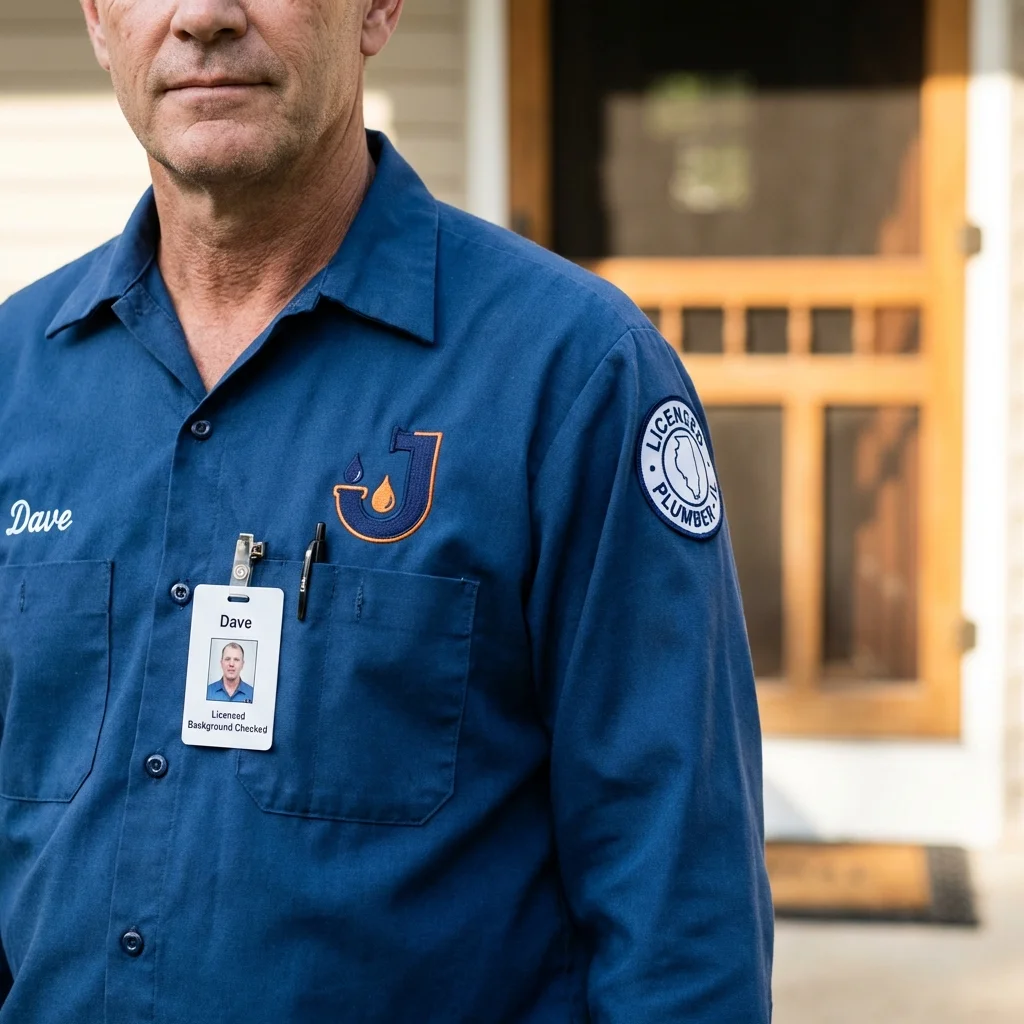 Licensed plumber showing ID badge in Abbeville, SC